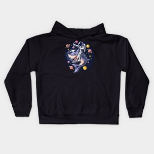 AStronaut With Shark Kids Hoodie